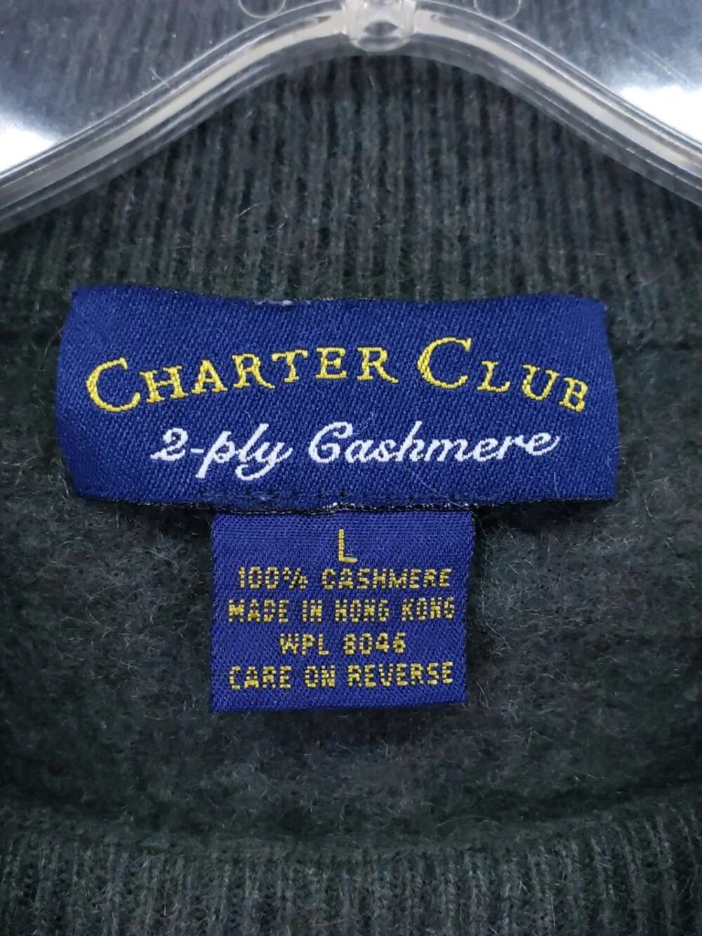 Charter Club 2 Ply 100% Cashmere Sweater Size L Pullover Mock Gray Preppy